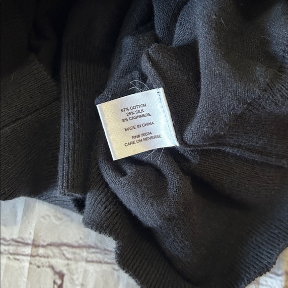 Orvis Men's Medium Black Silk Cashmere Cotton Blend Zip-Up Sweater Lightweight - Picture 4 of 5